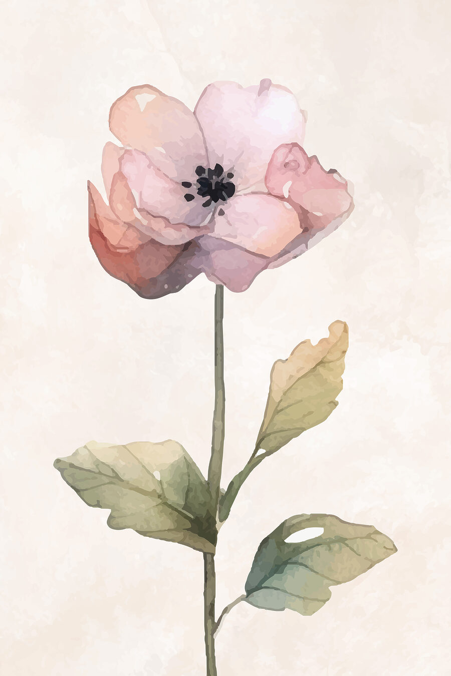 Een roze bloem met groene bladeren
