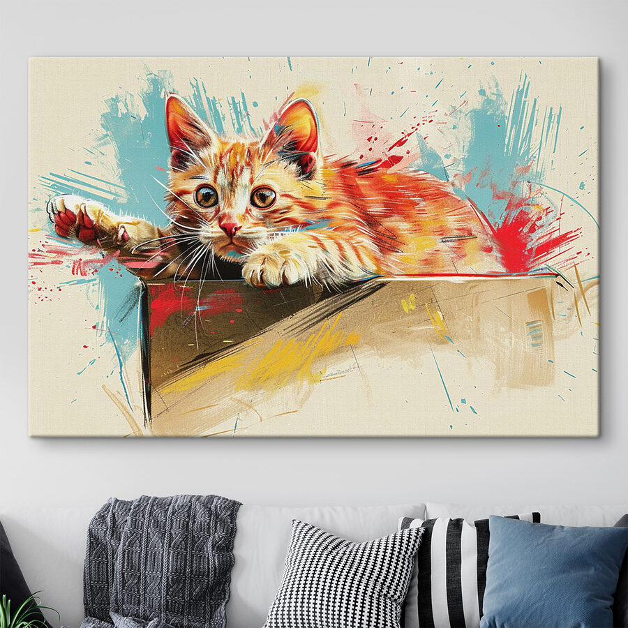 Een kat ligt op een doos Een kat ligt op een doos