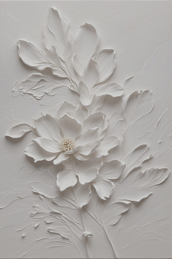 Een witte bloem met bladeren Een witte bloem met bladeren