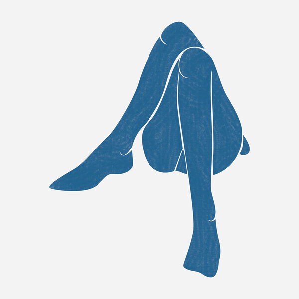 Een blauwe tekening van een vrouw’s benen Een blauwe tekening van een vrouw’s benen