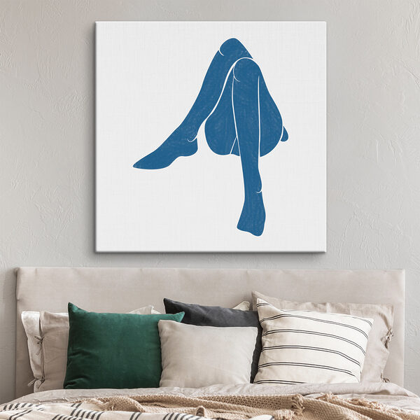 Een blauwe tekening van een vrouw’s benen Een blauwe tekening van een vrouw’s benen
