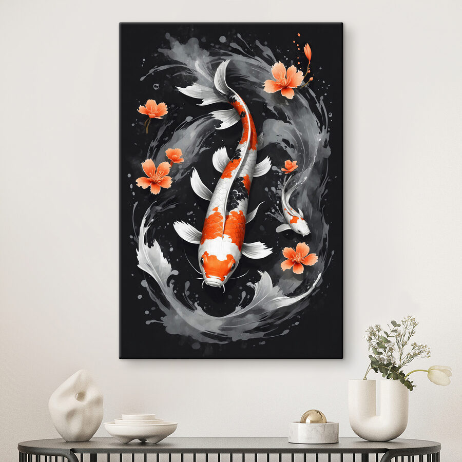 Een vis met bloemen en water Een vis met bloemen en water