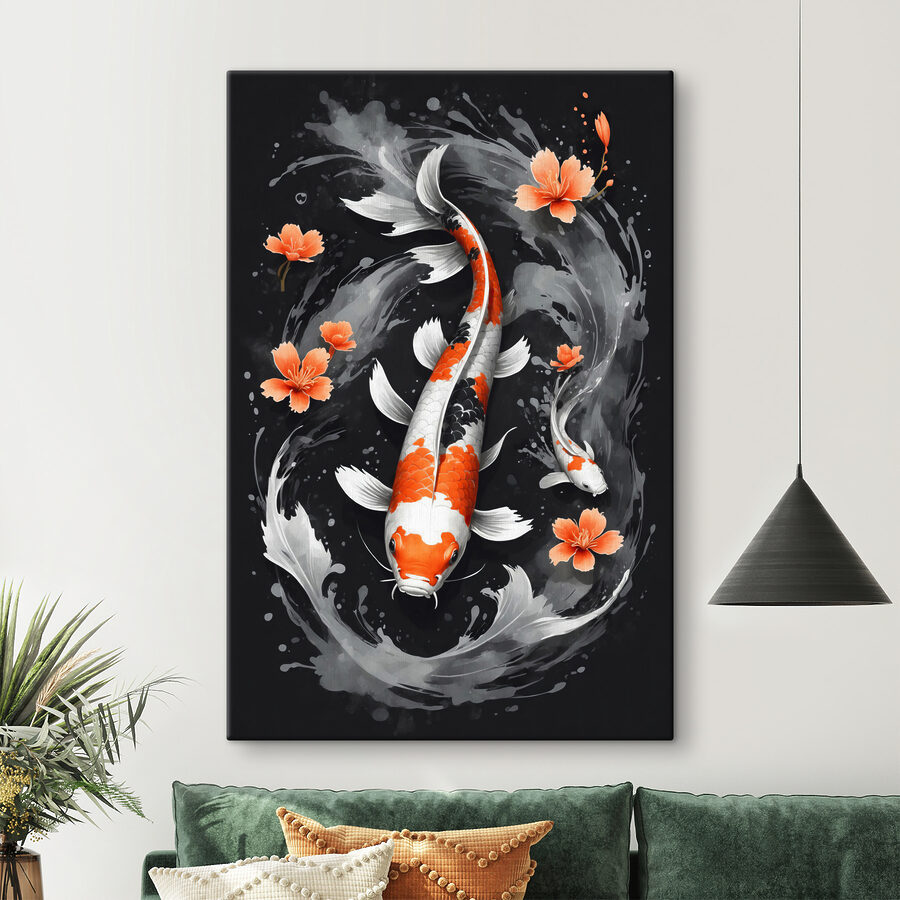 Een vis met bloemen en water Een vis met bloemen en water