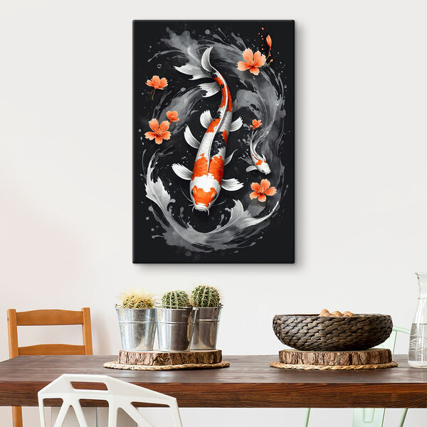 Een vis met bloemen en water Een vis met bloemen en water