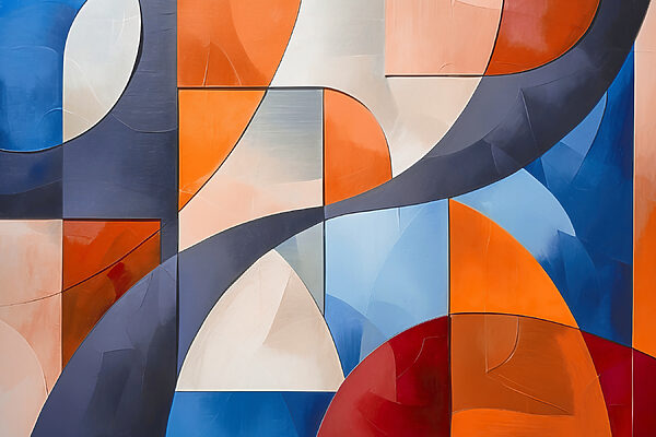 A colorful art piece with curved shapes