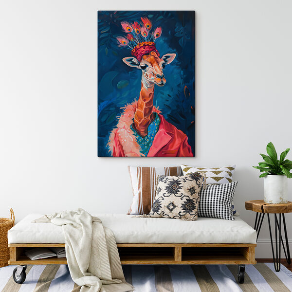 Een giraffe met een hoed op Een giraffe met een hoed op