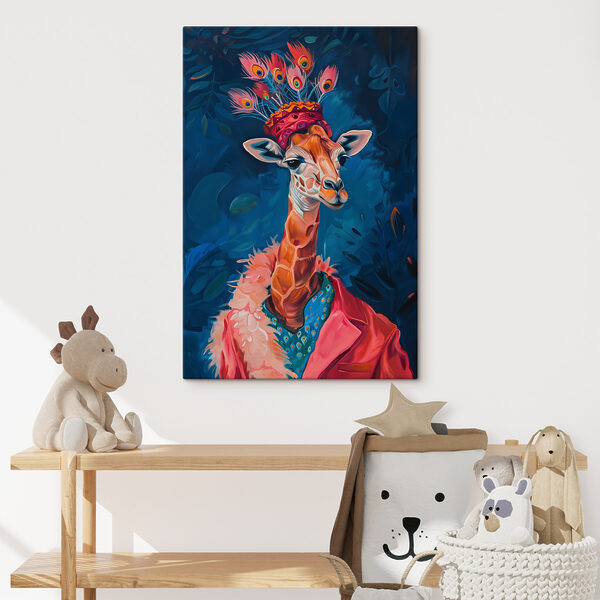Een giraffe met een hoed op Een giraffe met een hoed op