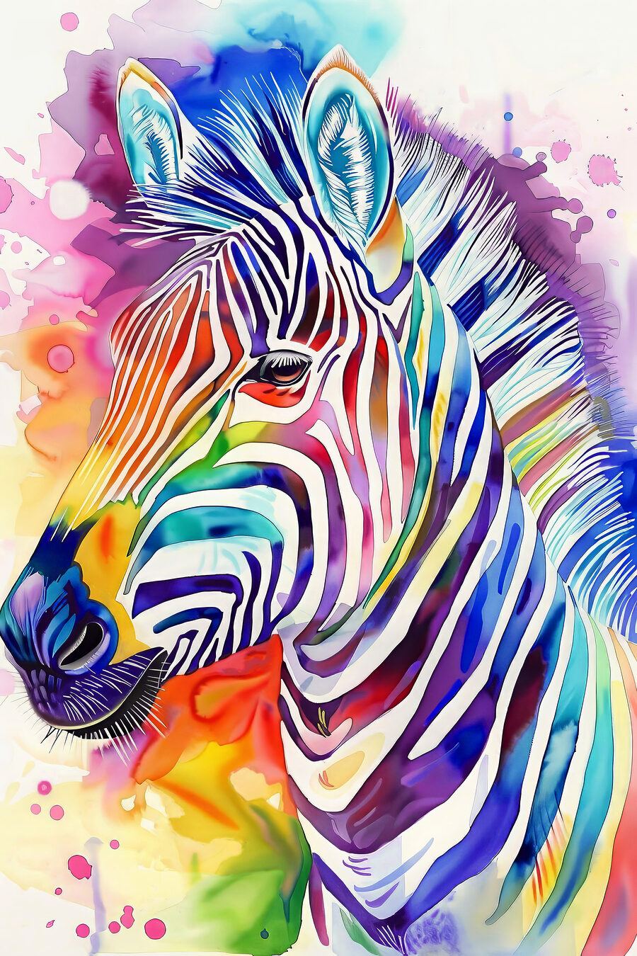 Een kleurrijke zebra met regenboogkleuren