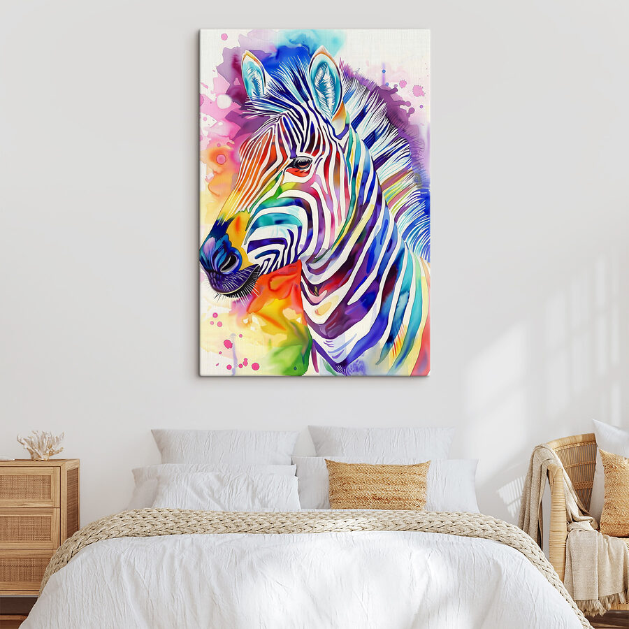 Een kleurrijke zebra met regenboogkleuren