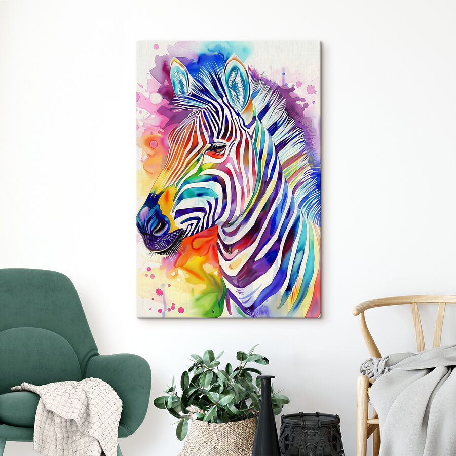 Een kleurrijke zebra met regenboogkleuren