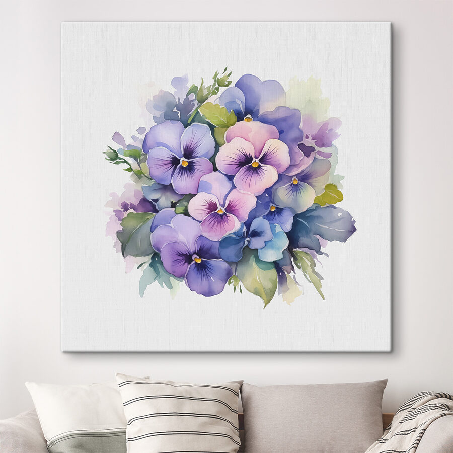 Een boeket paarse en blauwe bloemen