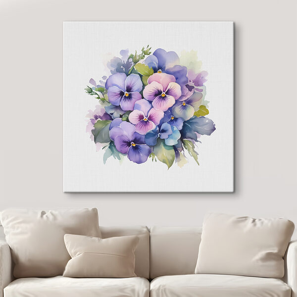 Een boeket paarse en blauwe bloemen Een boeket paarse en blauwe bloemen