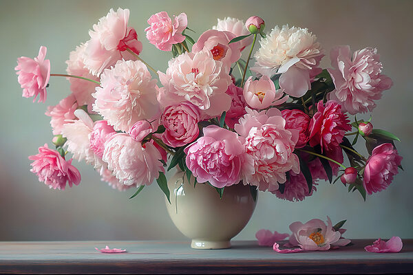 Een vaas met roze bloemen Een vaas met roze bloemen