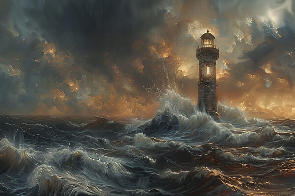 Een vuurtoren in de zee Een vuurtoren in de zee