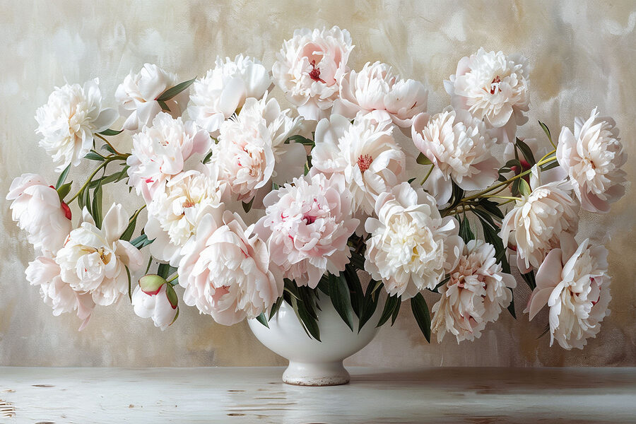 A vase of white flowers A vase of white flowers