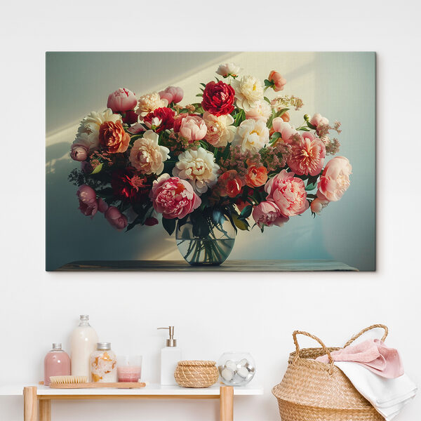 Een vaas met bloemen op een tafel Een vaas met bloemen op een tafel