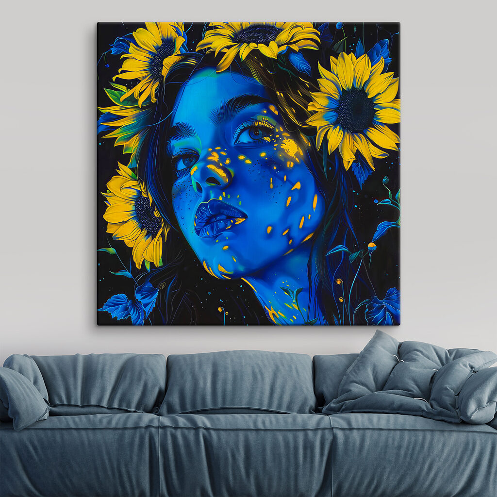 A woman with sunflowers in her hair A woman with sunflowers in her hair