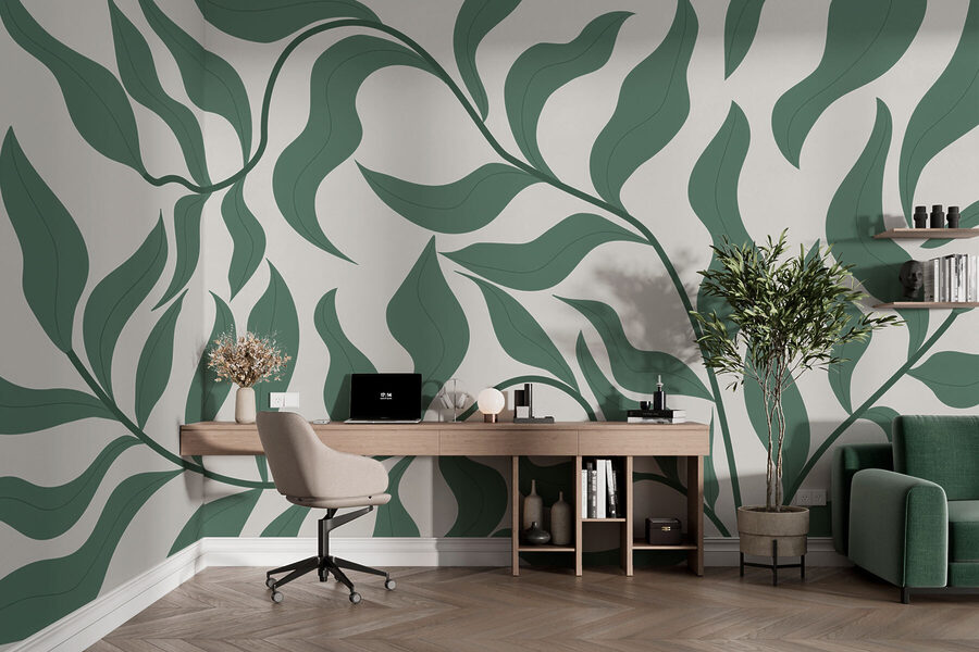 Een groen blad op een witte achtergrond