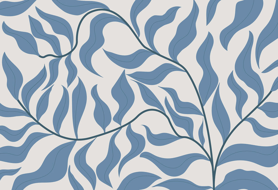 Een blauw en wit bloemenpatroon