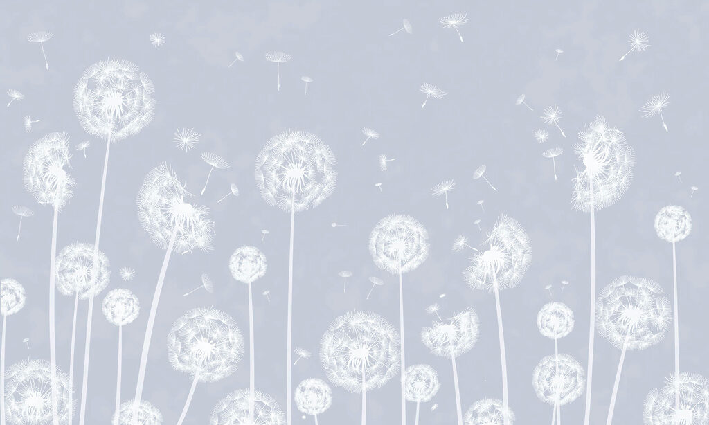Een witte paardenbloem die door de lucht vliegt Een witte paardenbloem die door de lucht vliegt
