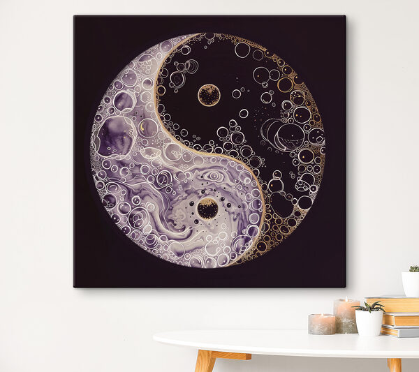 Een yin yang symbool met bubbels Een yin yang symbool met bubbels