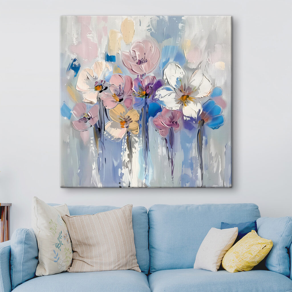 A painting of flowers on a white background