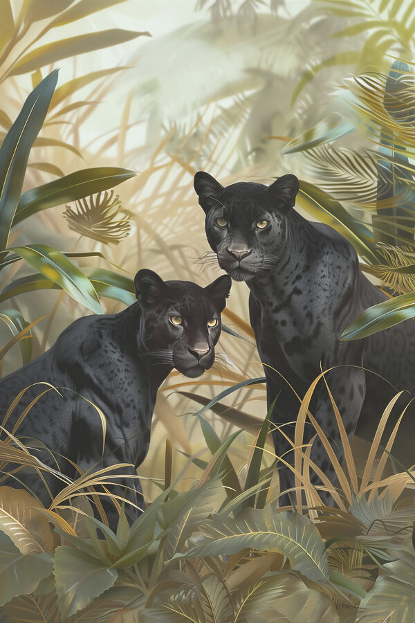 Twee zwarte tijgers in de jungle Twee zwarte tijgers in de jungle