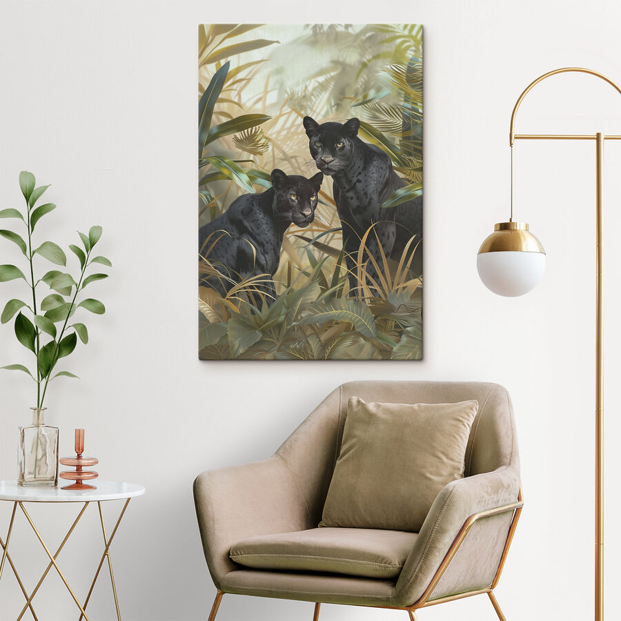 Twee zwarte tijgers in de jungle