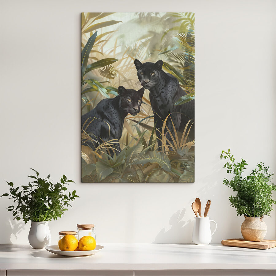 Twee zwarte tijgers in de jungle
