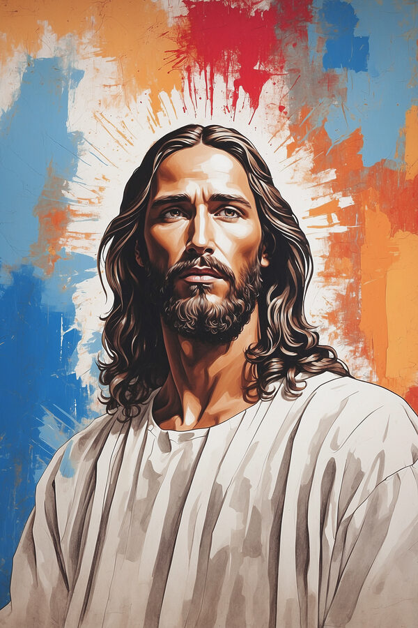 Een schilderij van een man met lang haar Een schilderij van een man met lang haar