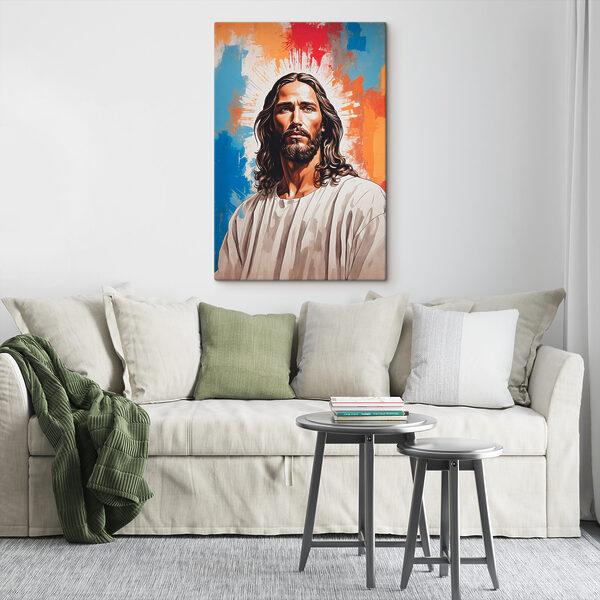 Een schilderij van een man met lang haar Een schilderij van een man met lang haar