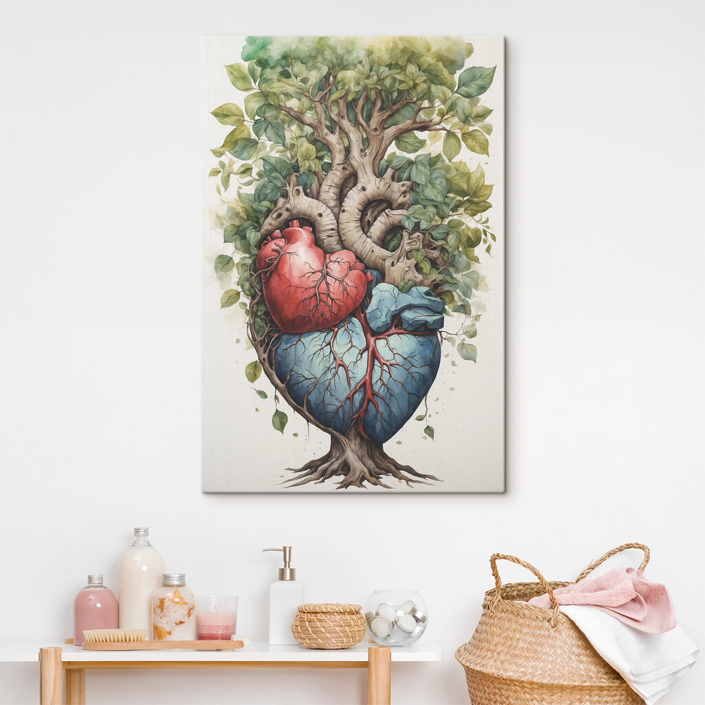 A tree with leaves and a heart