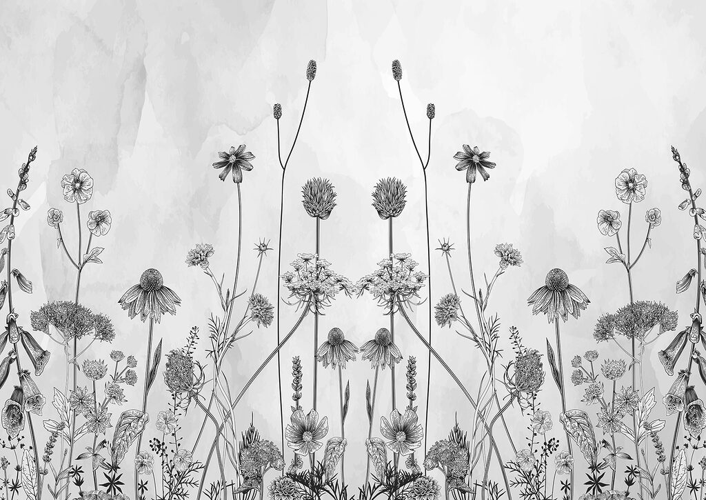 Een tekening van bloemen en planten Een tekening van bloemen en planten
