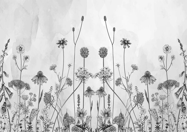 Een tekening van bloemen en planten Een tekening van bloemen en planten