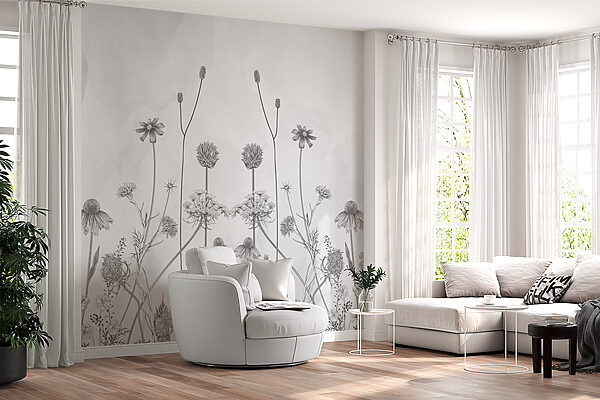 Een tekening van bloemen en planten Een tekening van bloemen en planten