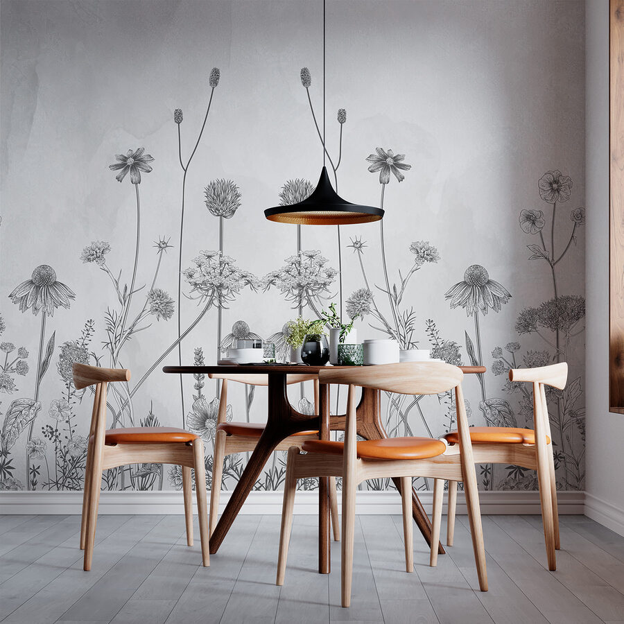 Een tekening van bloemen en planten Een tekening van bloemen en planten