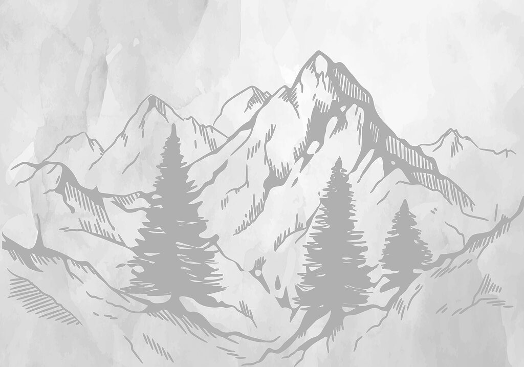 Een tekening van een bergketen Een tekening van een bergketen