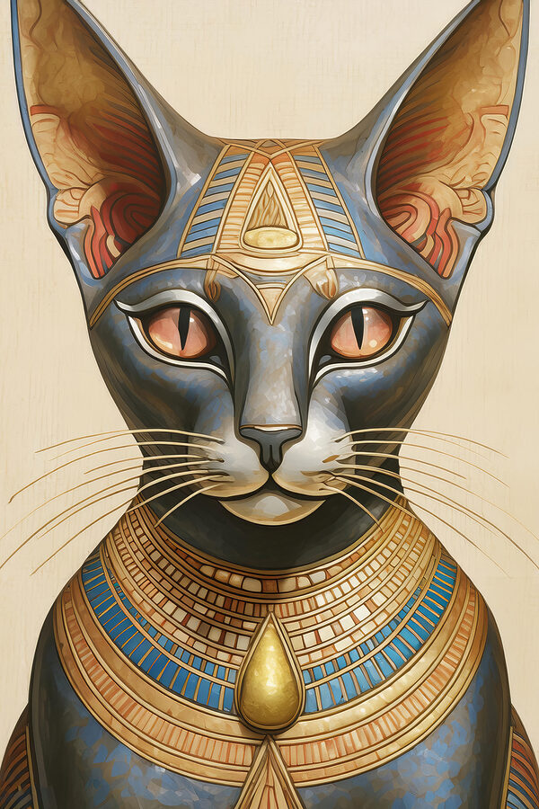 Majestueuze Egyptische Kat in Regalia Majestueuze Egyptische Kat in Regalia