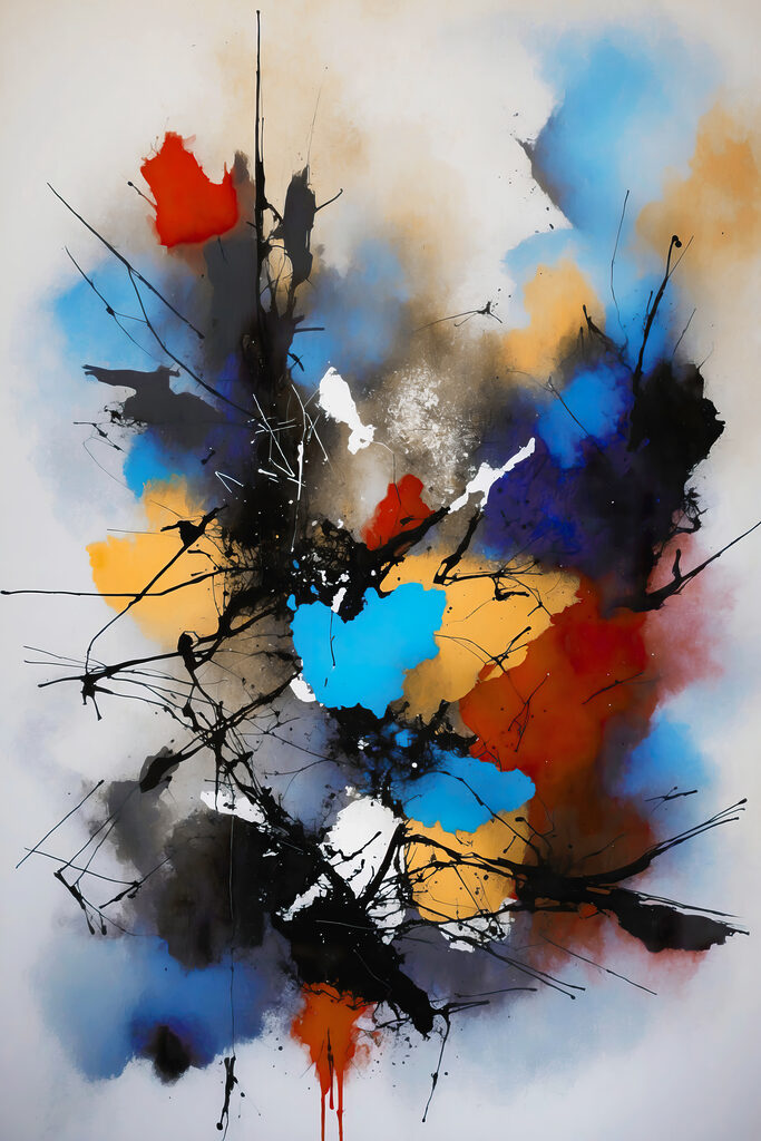 A painting of colorful paint splatters A painting of colorful paint splatters