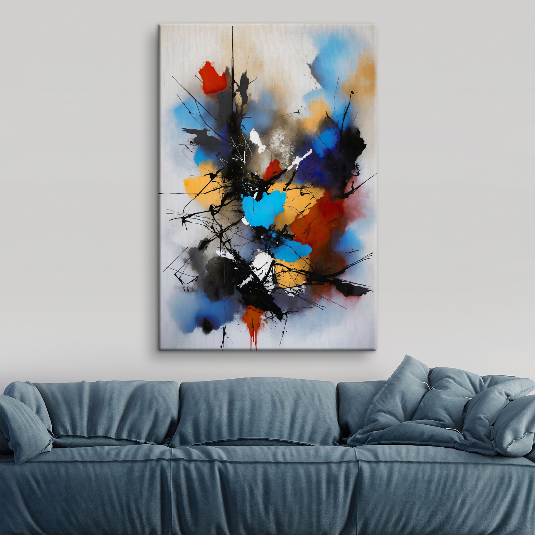 A painting of colorful paint splatters A painting of colorful paint splatters