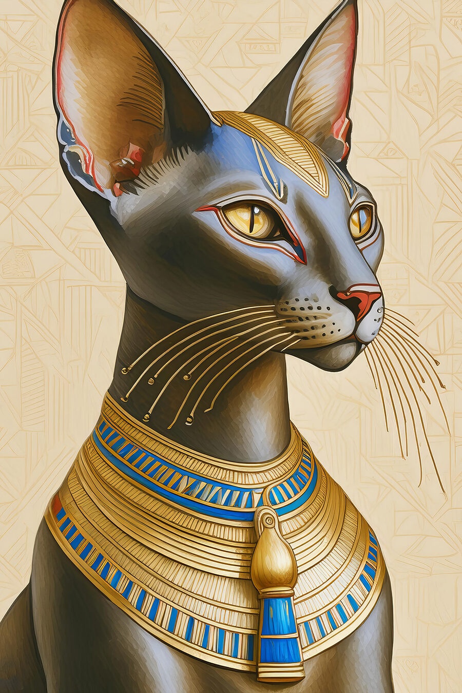 Majestueuze kat versierd met koninklijke halsketting