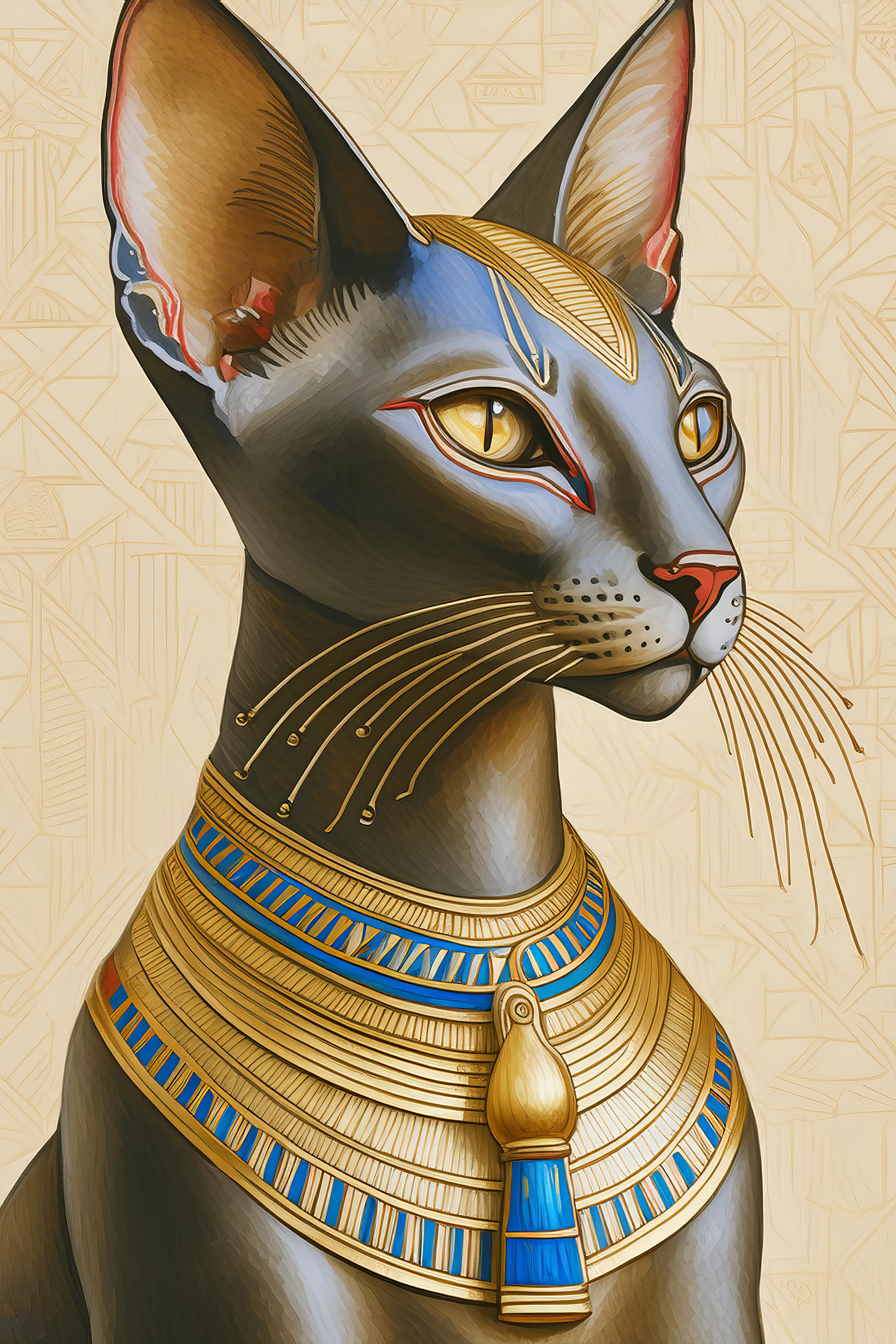 Majestic cat adorned with regal necklace