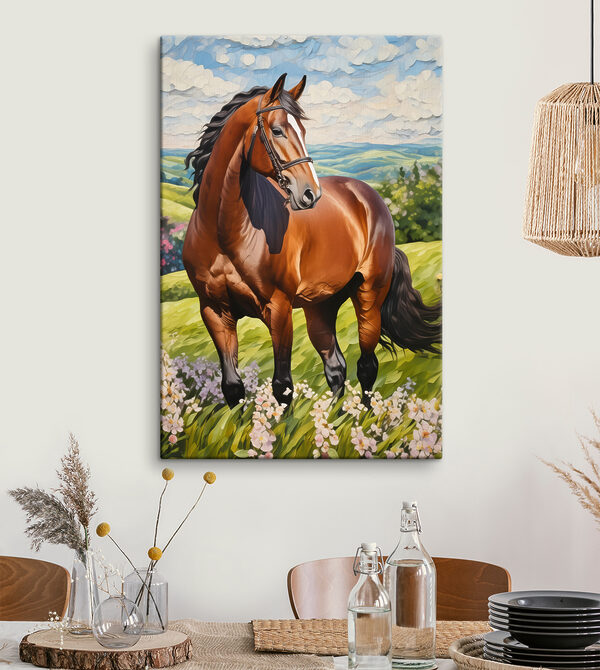 Een paard in een weiland Een paard in een weiland