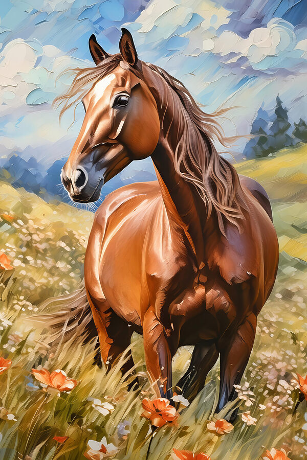 Een paard in een bloemenveld Een paard in een bloemenveld