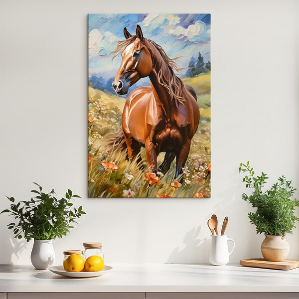 Een paard in een bloemenveld Een paard in een bloemenveld