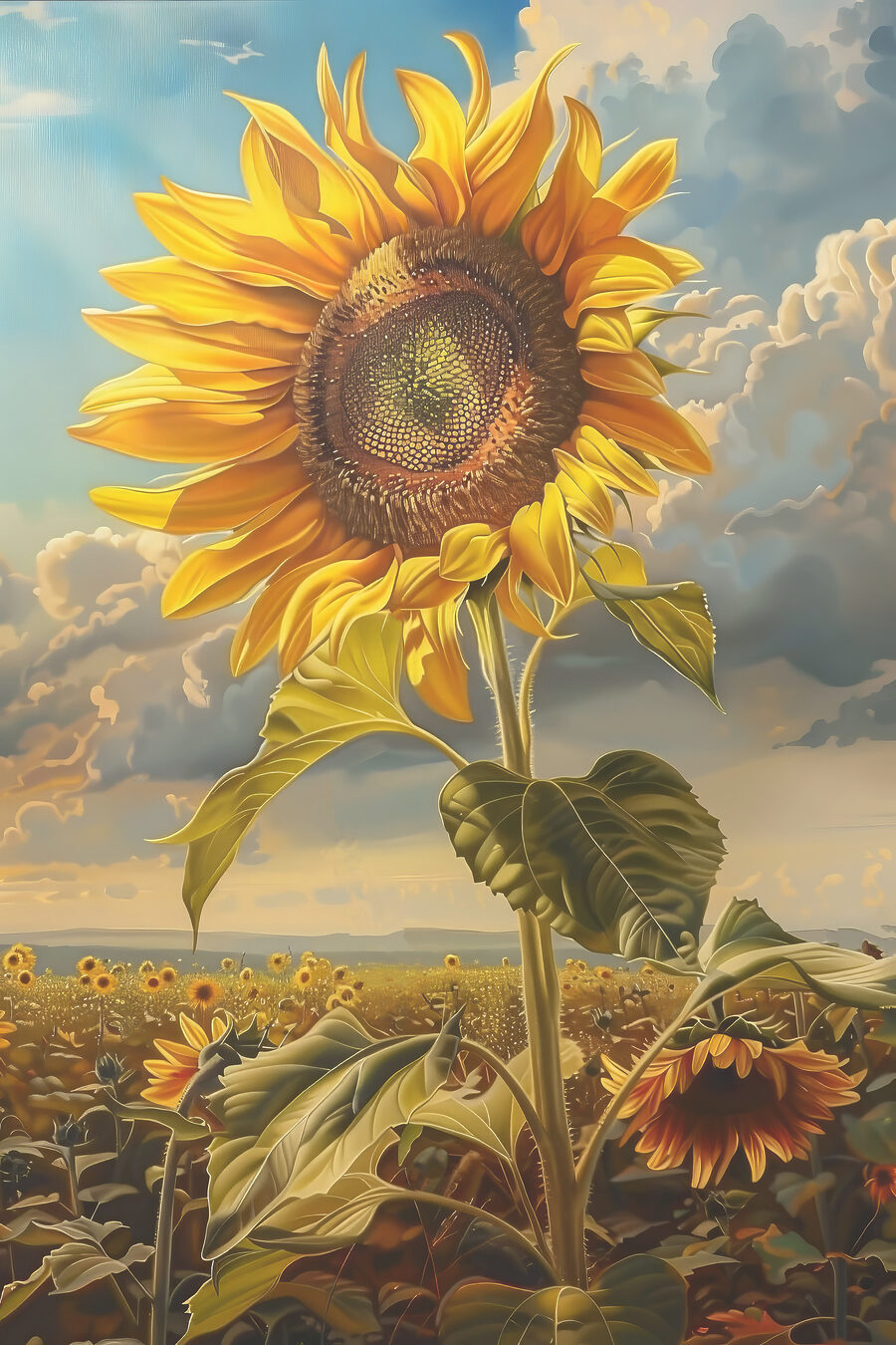 Een zonnebloem in een veld