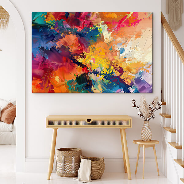 Een kleurrijk schilderij van verschillende kleuren Een kleurrijk schilderij van verschillende kleuren