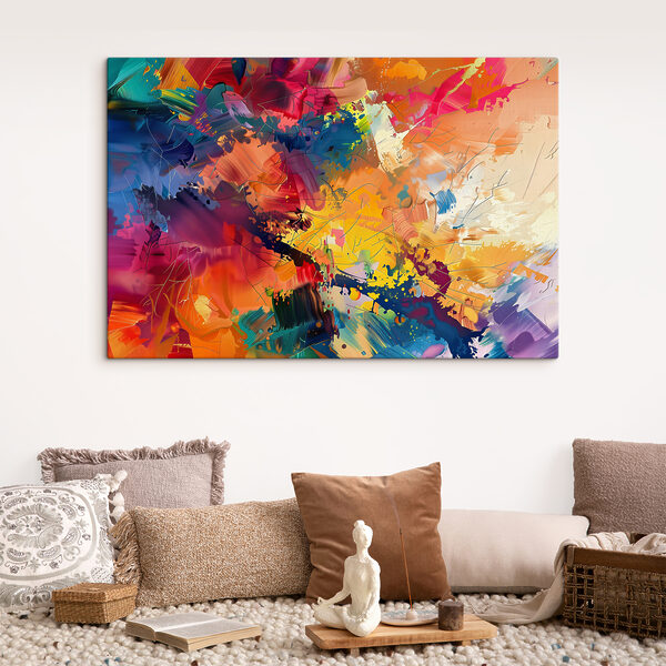 Een kleurrijk schilderij van verschillende kleuren Een kleurrijk schilderij van verschillende kleuren