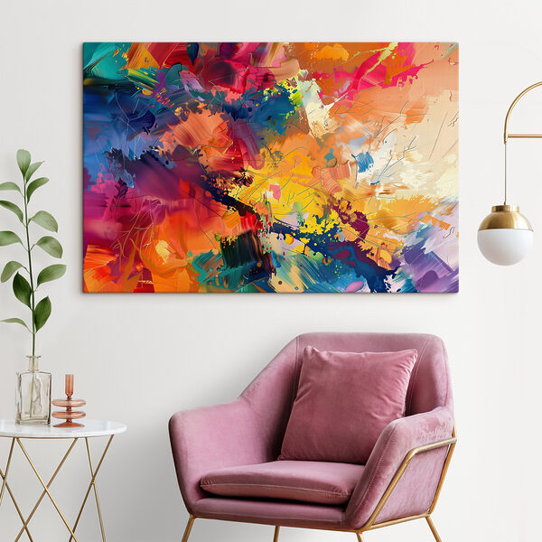 Een kleurrijk schilderij van verschillende kleuren Een kleurrijk schilderij van verschillende kleuren