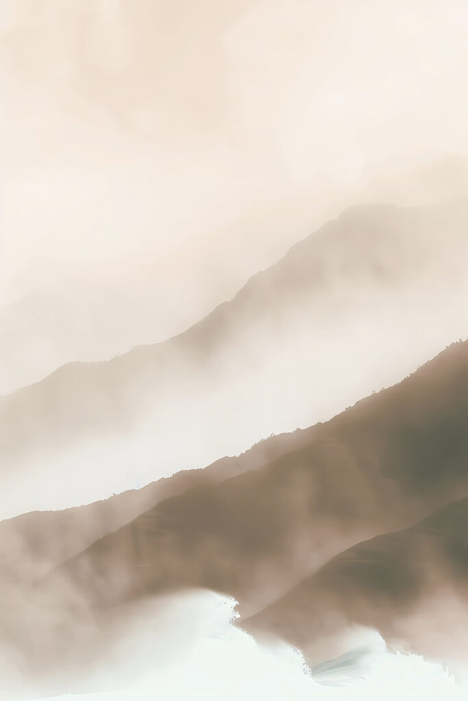 A foggy mountain range
